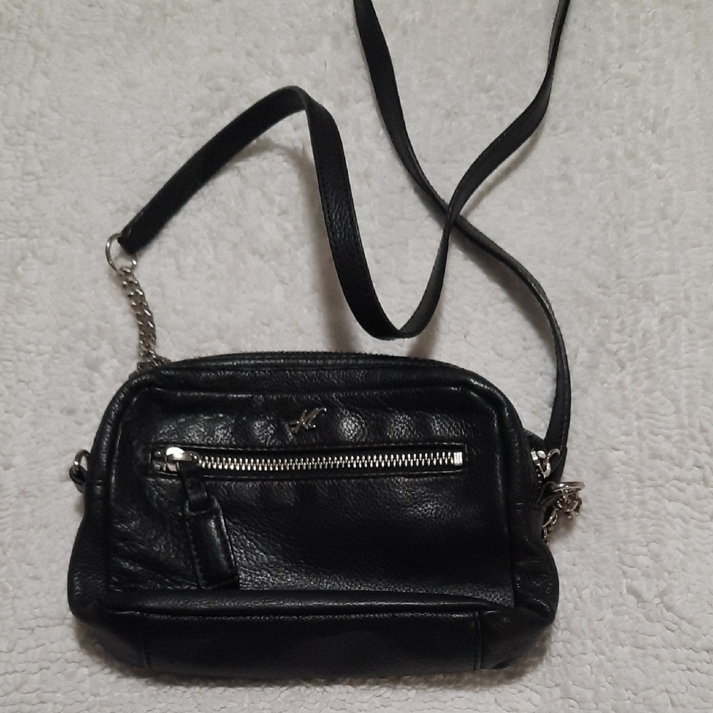 Kenneth Cole Black Leather Crossbody Bag